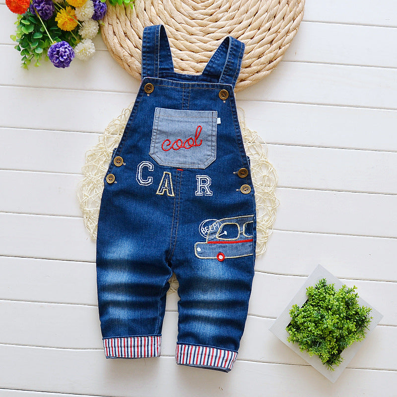 Pantalon salopette en coton pour bébé – Salopette effet jeans confortable