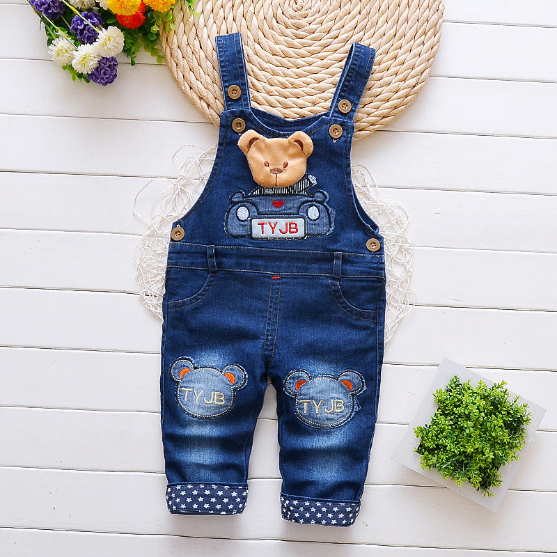 Pantalon salopette en coton pour bébé – Salopette effet jeans confortable