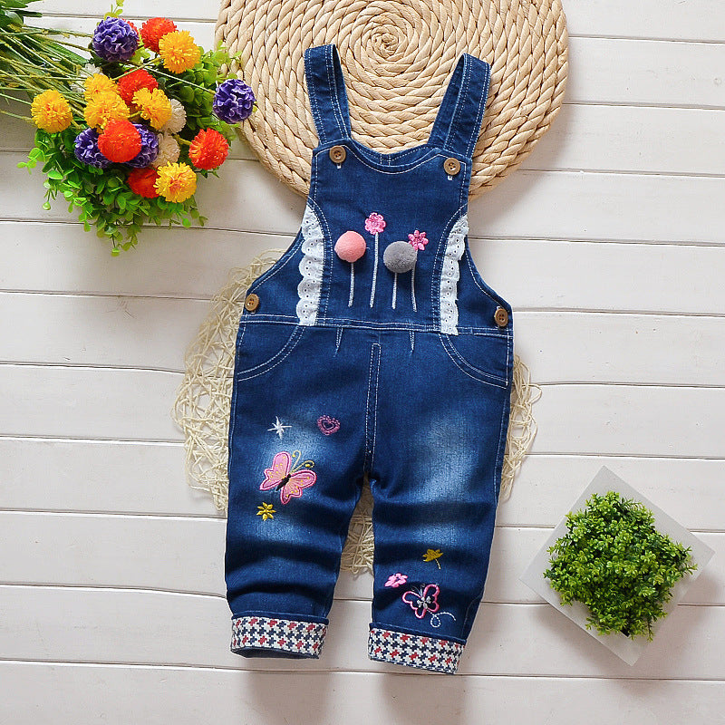 Pantalon salopette en coton pour bébé – Salopette effet jeans confortable
