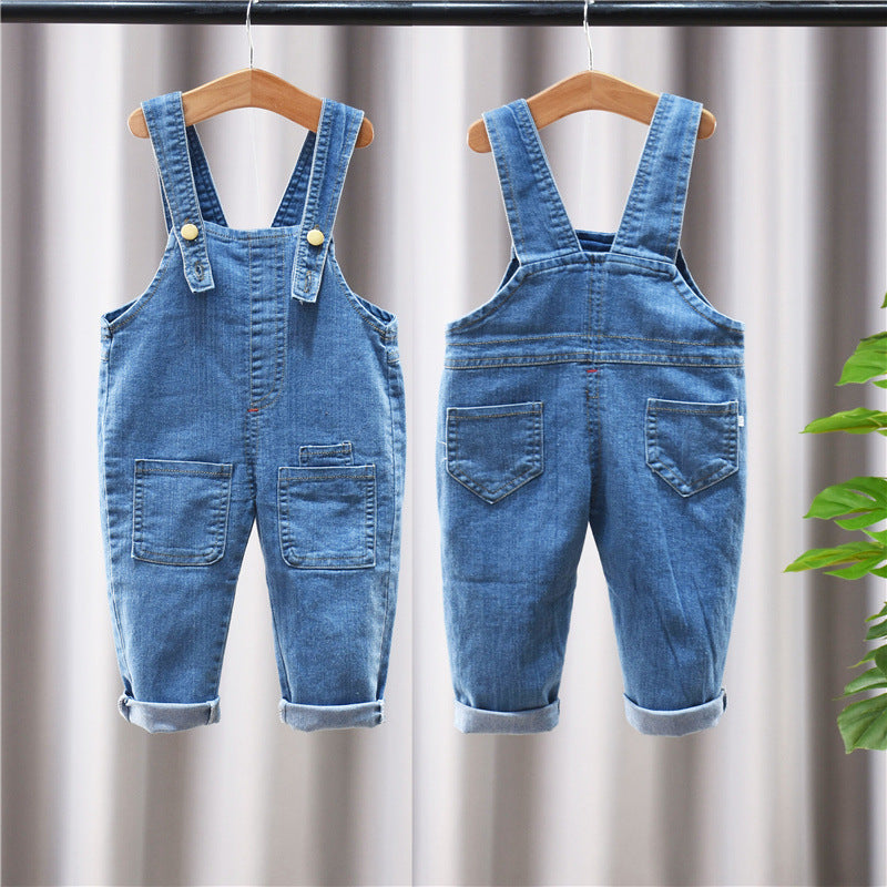 Pantalon salopette en coton pour bébé – Salopette effet jeans confortable