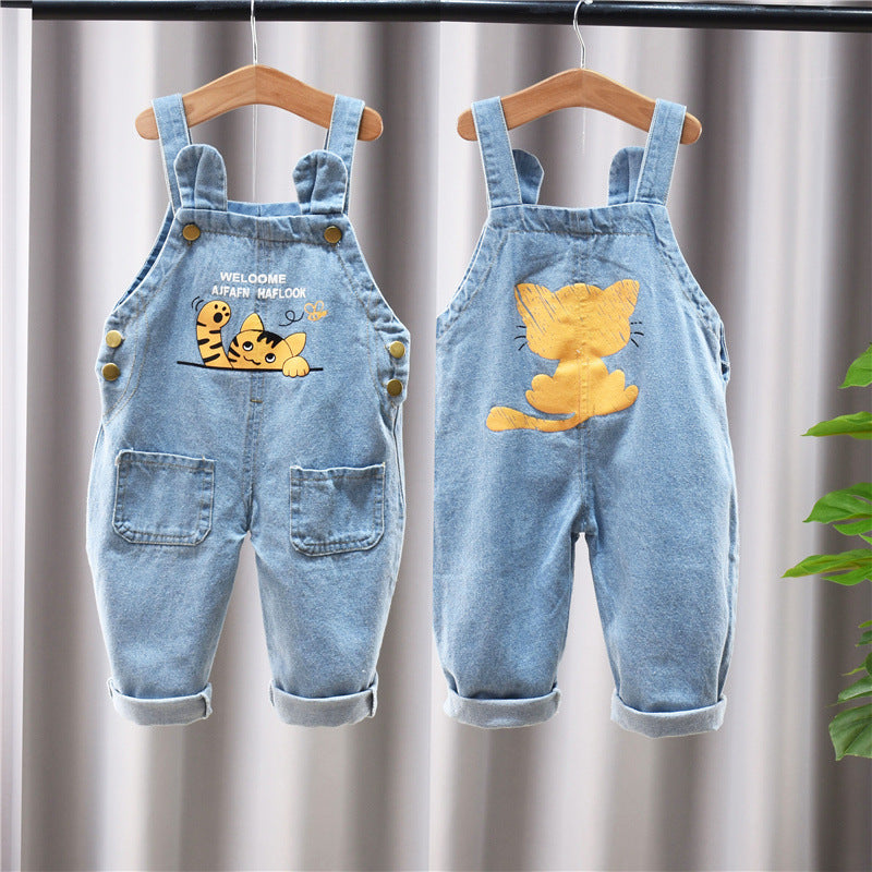 Pantalon salopette en coton pour bébé – Salopette effet jeans confortable