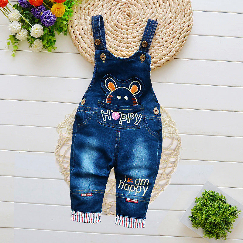 Pantalon salopette en coton pour bébé – Salopette effet jeans confortable