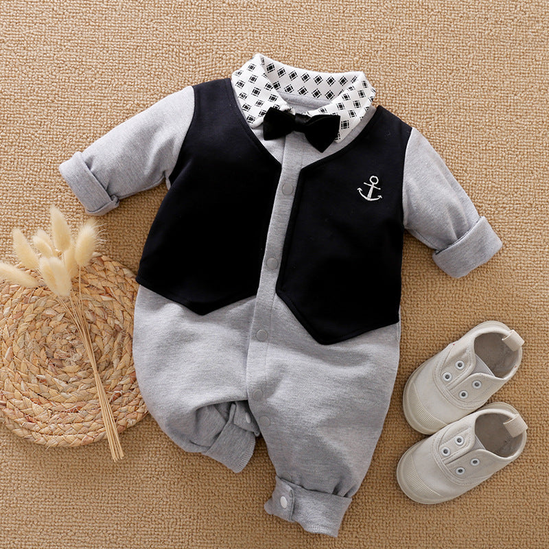 Combinaison bébé gentleman à manches longues – Tenue élégante et confortable