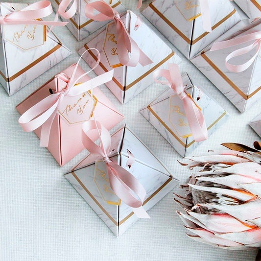 Boîte à Bonbons Mariage Style Marbre – 50 pièces