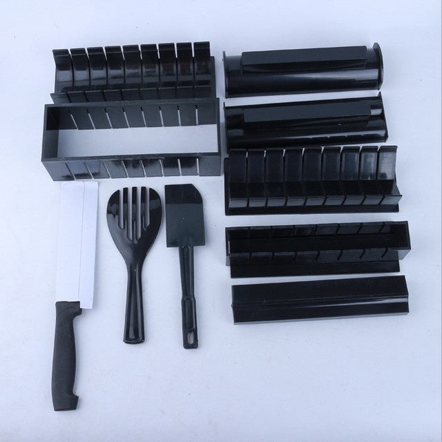 Kit manuel pour sushi – 5 moules réutilisables en plastique + spatule & fourchette