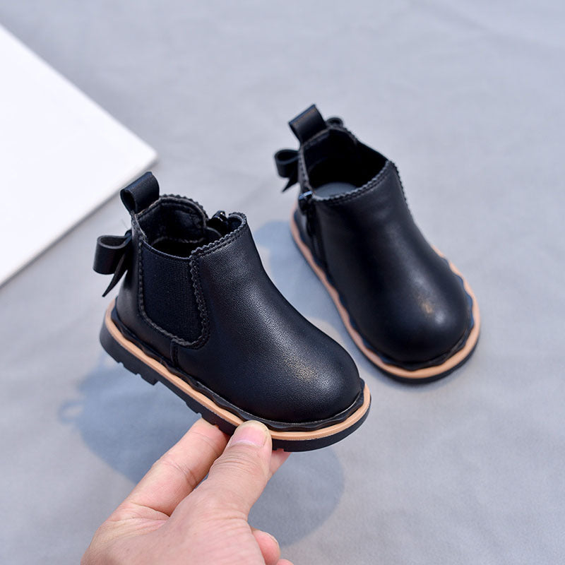 Bottines Martin pour fille avec nœud papillon – Style tube bas
