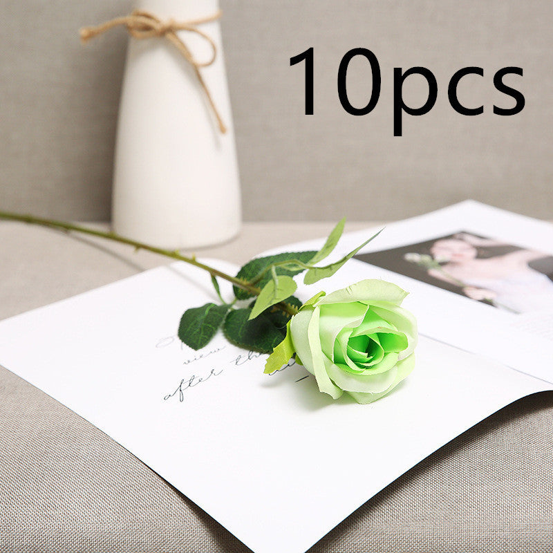 Bouquet de roses rouges artificielles – Fleurs en tissu pour décoration romantique