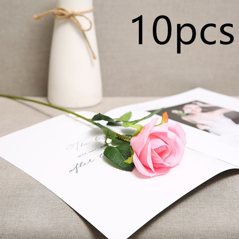 Bouquet de roses rouges artificielles – Fleurs en tissu pour décoration romantique