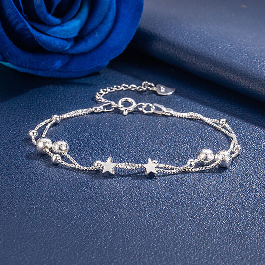 Bracelet double couche petites étoiles – argenté