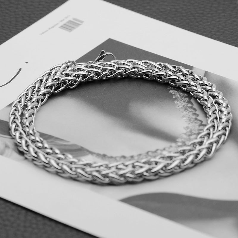 Collier homme en acier inoxydable – Chaîne large effet titane, style moderne