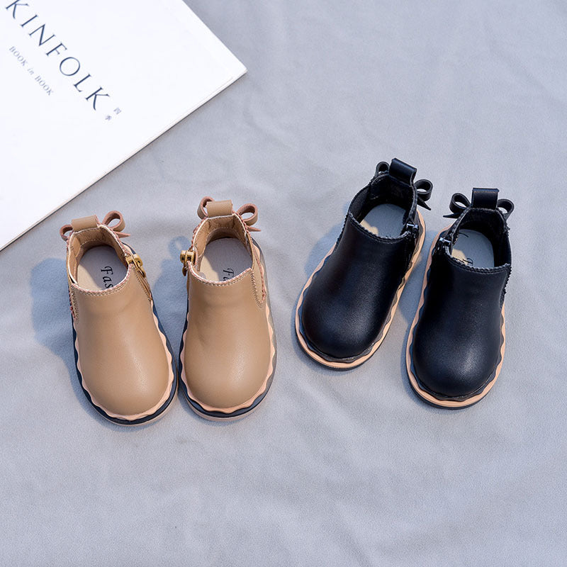 Bottines Martin pour fille avec nœud papillon – Style tube bas