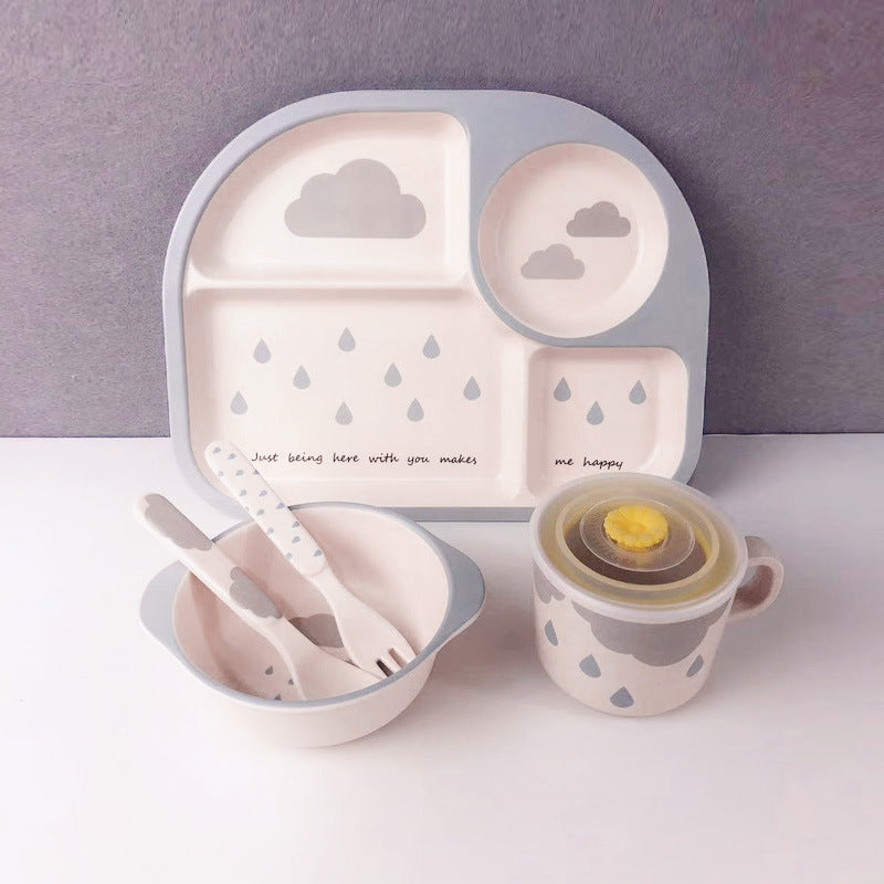 Ensemble de Vaisselle pour Enfants en Fibre de Bambou – 5 Pièces Écologiques