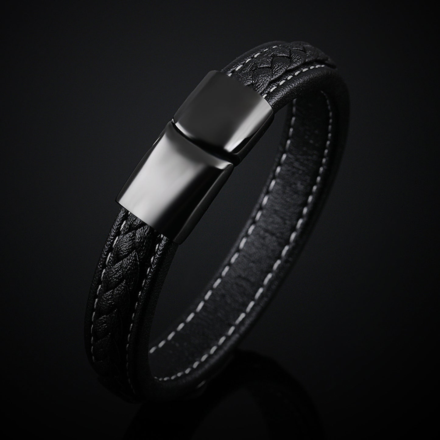 Bracelet en titane noir pour homme – Design géométrique, élégant et durable