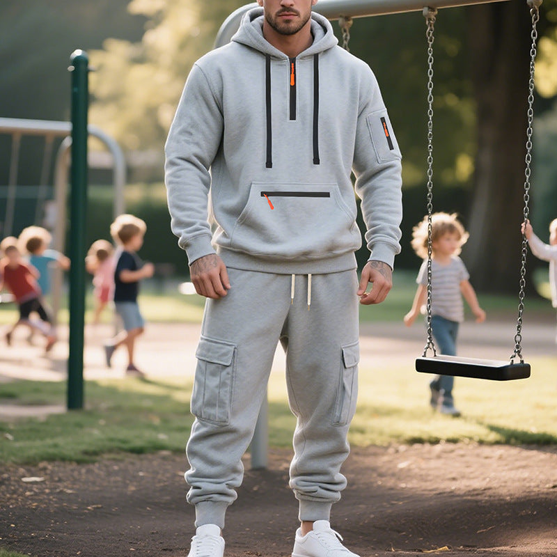 Ensemble de sport et loisirs pour homme – Hoodie doublé polaire et pantalon assorti