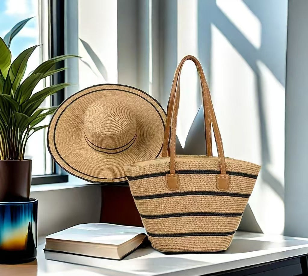 Chapeau de paille & sac assorti – protection solaire