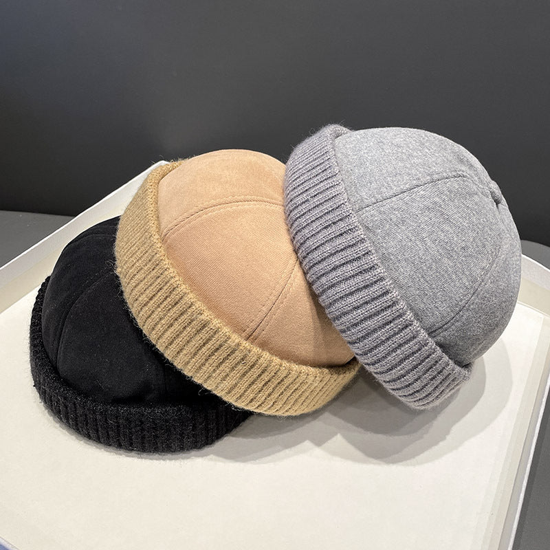 Béret en velours daim pour homme – Chapeau melon style rétro automne/hiver