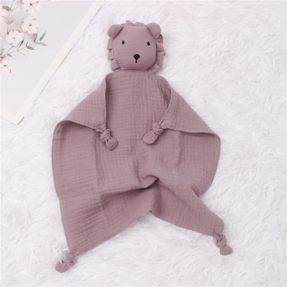 Doudou Lion en Mousseline pour Bébé – Serviette Salive Douce et Réconfortante