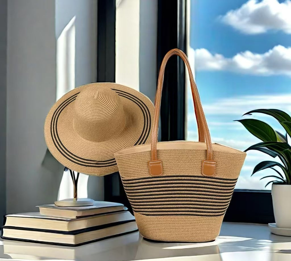 Chapeau de paille & sac assorti – protection solaire