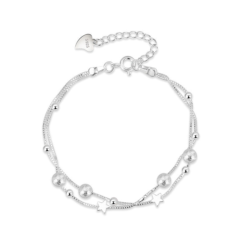 Bracelet double couche petites étoiles – argenté