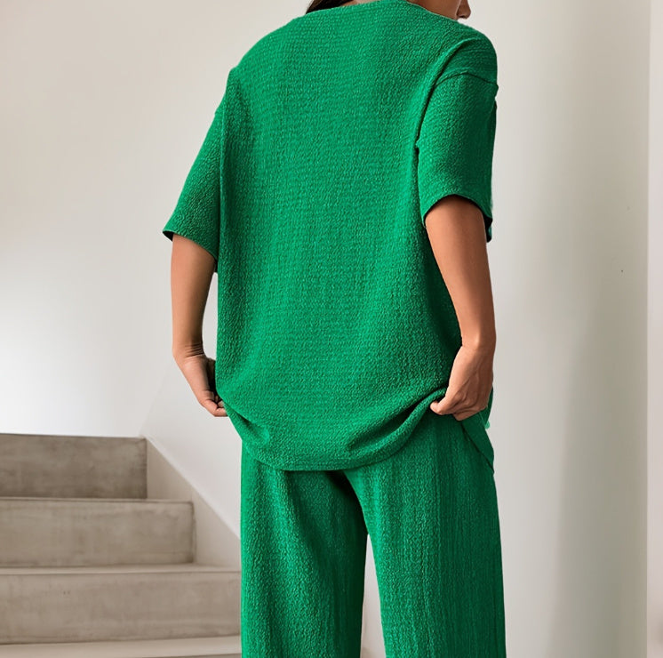 Ensemble femme à épaules tombantes – Style décontracté et élégant