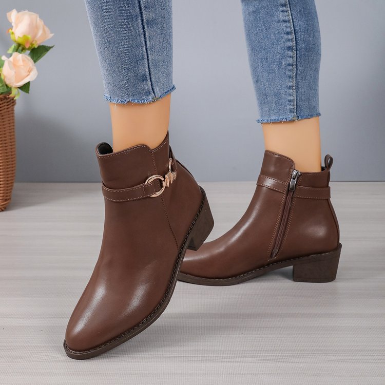 Bottes femme à talon épais – fermeture éclair latérale