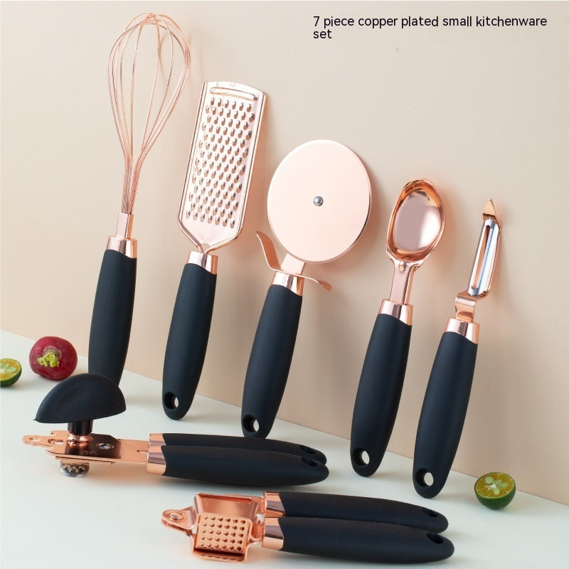 Set ustensiles de cuisine cuivrés 7 pièces – Support et outils indispensables