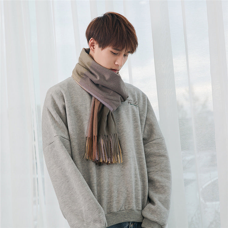 Écharpe chaude à carreaux avec franges – Style classique et confortable