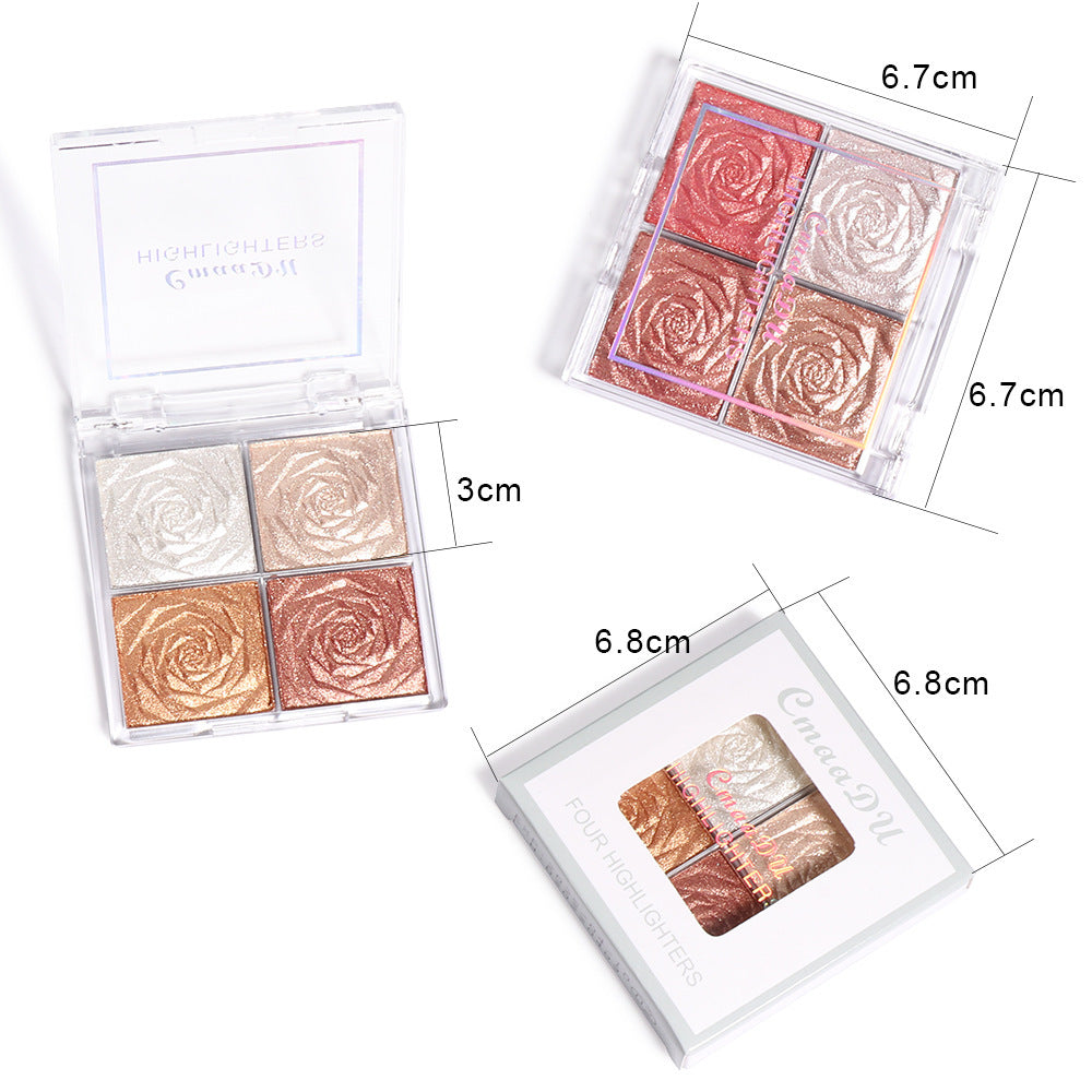 Palette 4-en-1 : Highlighter, Fard à Paupières, Blush & Contouring