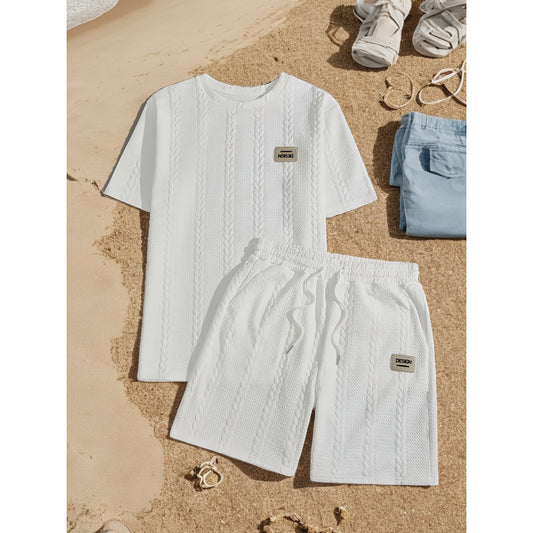 Ensemble homme tricot texturé – Haut à pompons et pantalon confortable