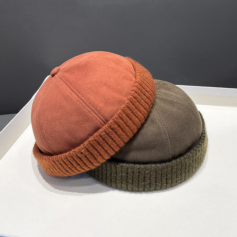 Béret en velours daim pour homme – Chapeau melon style rétro automne/hiver