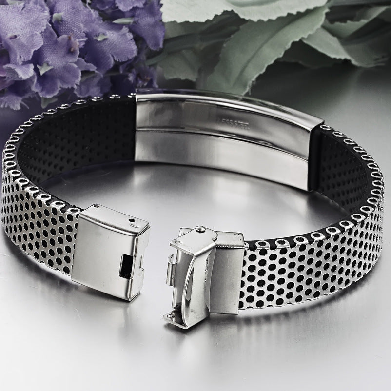Bracelet homme cuir et titane – Style moderne et résistant