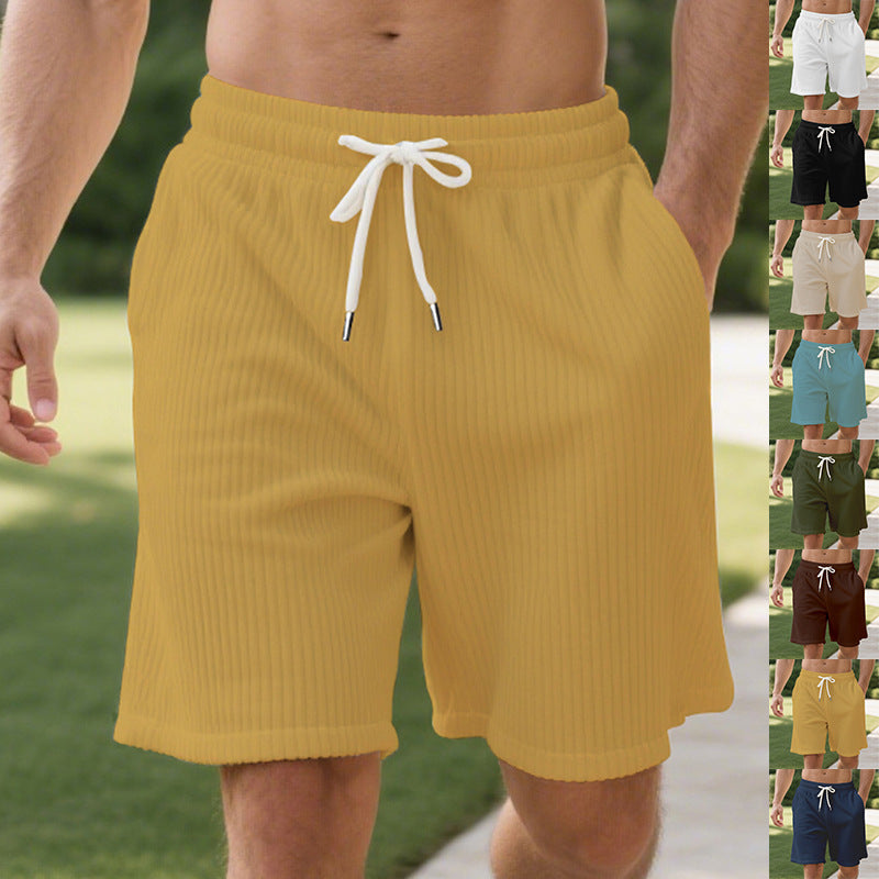 Short Homme Velours Côtelé – Taille Élastique et Style Plage Décontracté