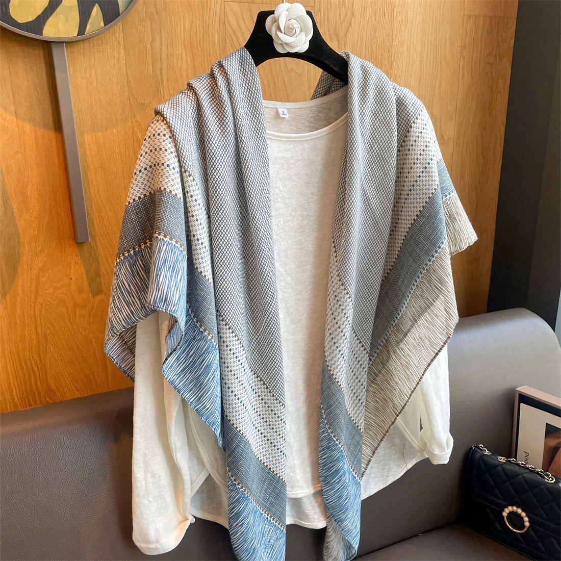 Grand foulard léger anti-UV – soie synthétique