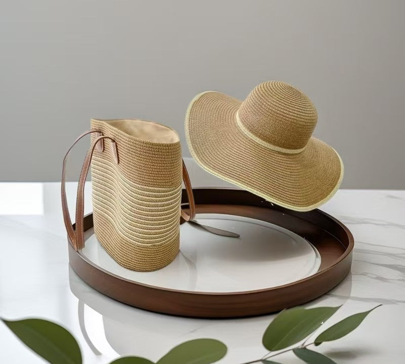 Chapeau de paille & sac assorti – protection solaire