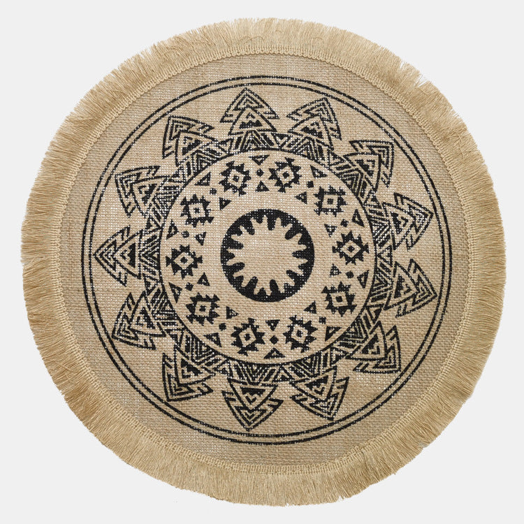 Set de table rond en jute tressé nordique avec bords frangés – Élégance naturelle pour votre table