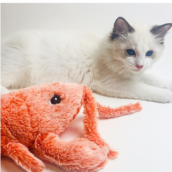 Jouet Chat Électronique USB – Crevette ou Langouste Sautante en Peluche Interactif