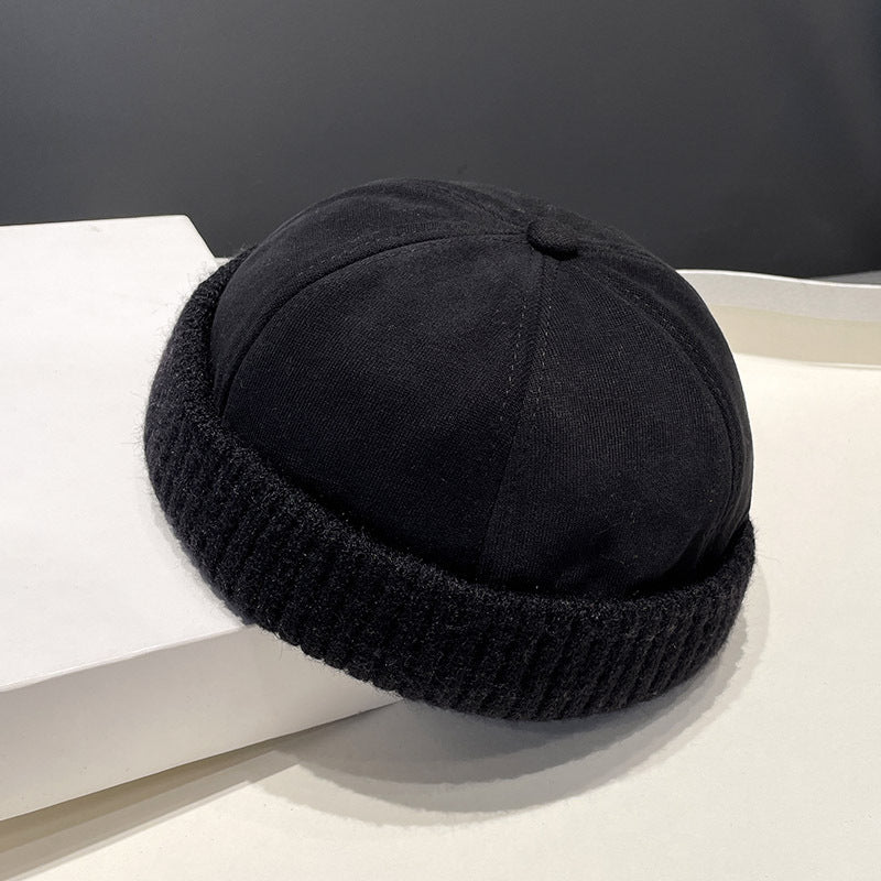 Béret en velours daim pour homme – Chapeau melon style rétro automne/hiver