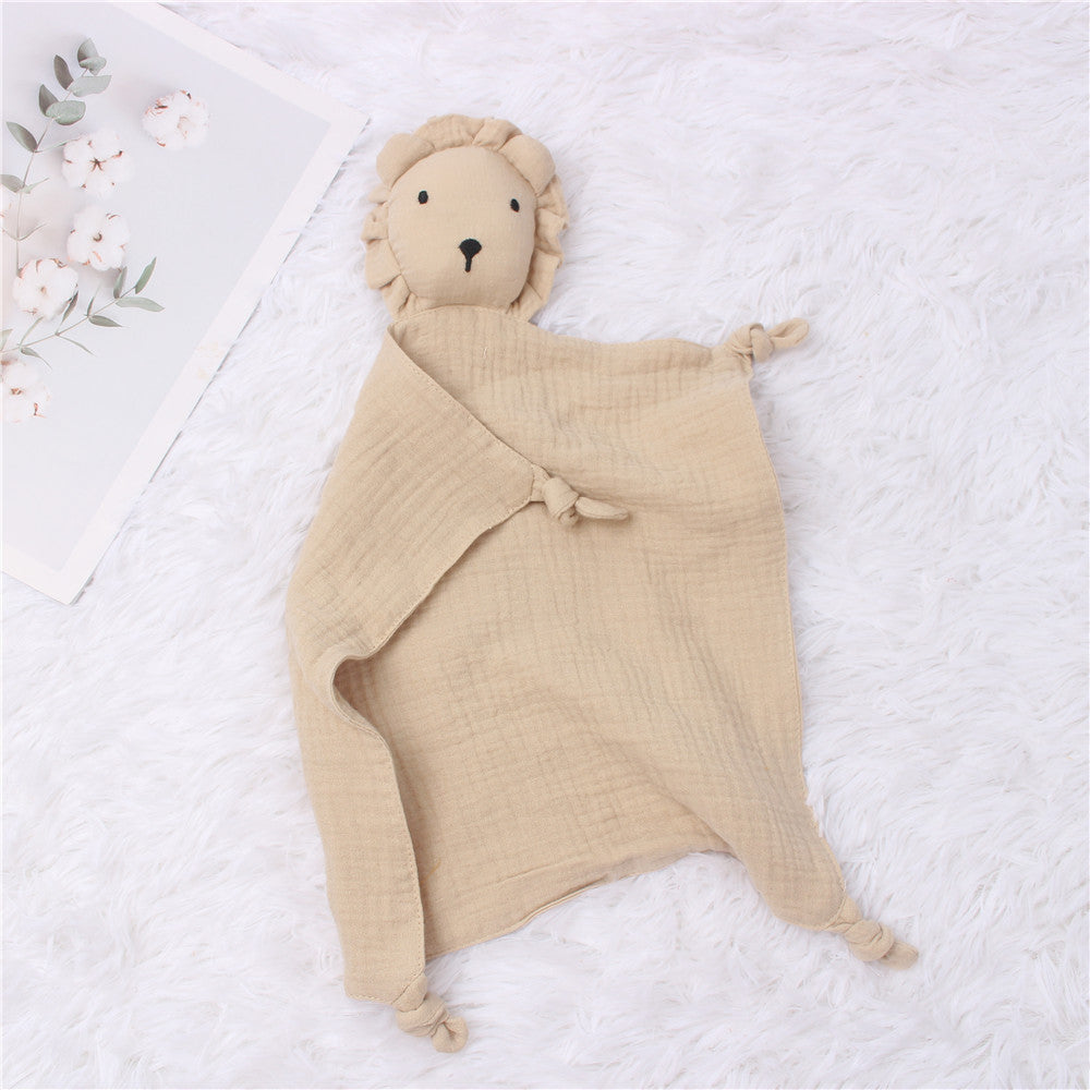 Doudou Lion en Mousseline pour Bébé – Serviette Salive Douce et Réconfortante