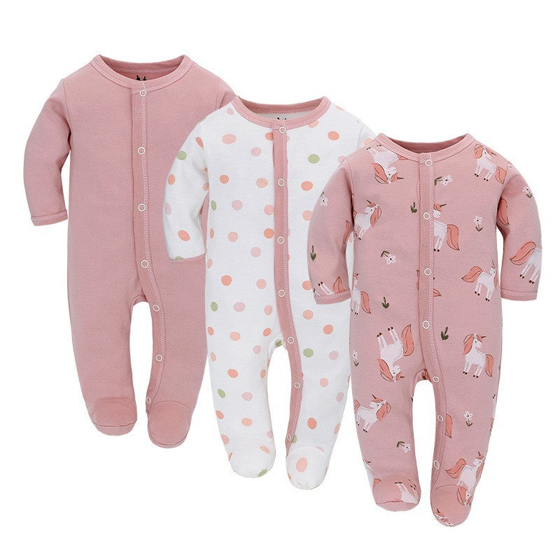 Lot de 3 grenouillères à manches longues pour bébé – Tenue confortable et pratique