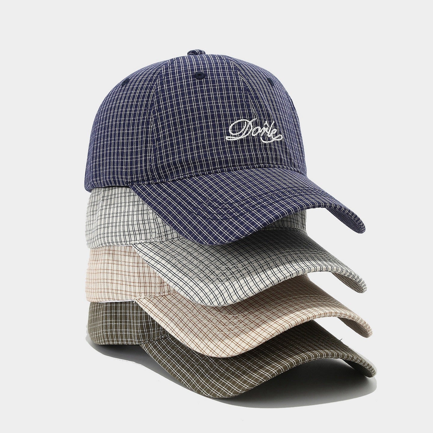 Casquette coréenne à visière à carreaux – unisexe