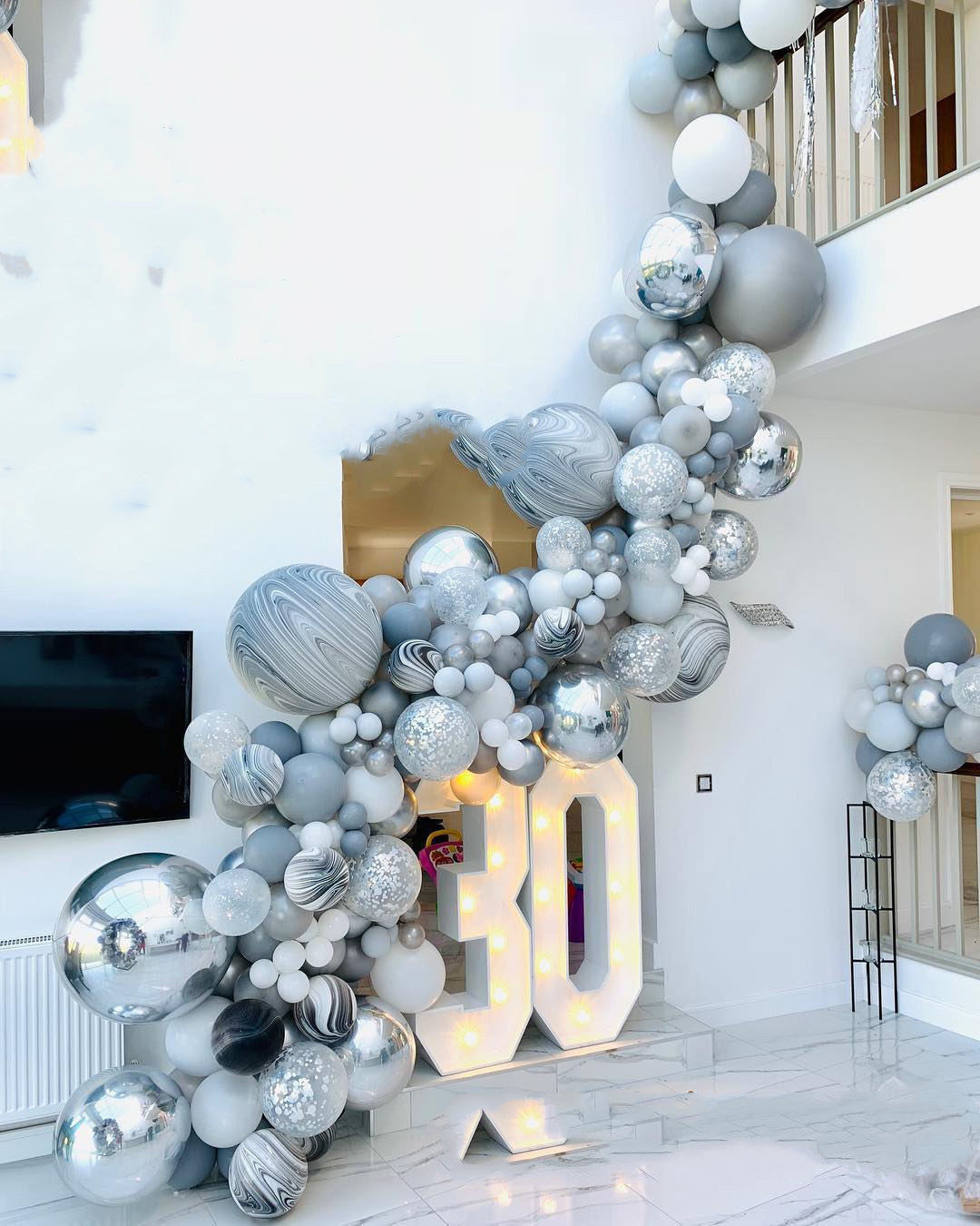 Kit de Chaîne de Ballons “Macaron Argent 4D Latex” – Environ 380 g