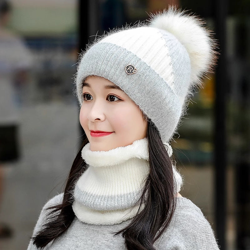Ensemble bonnet & écharpe matelassés hiver – coupe-vent féminin