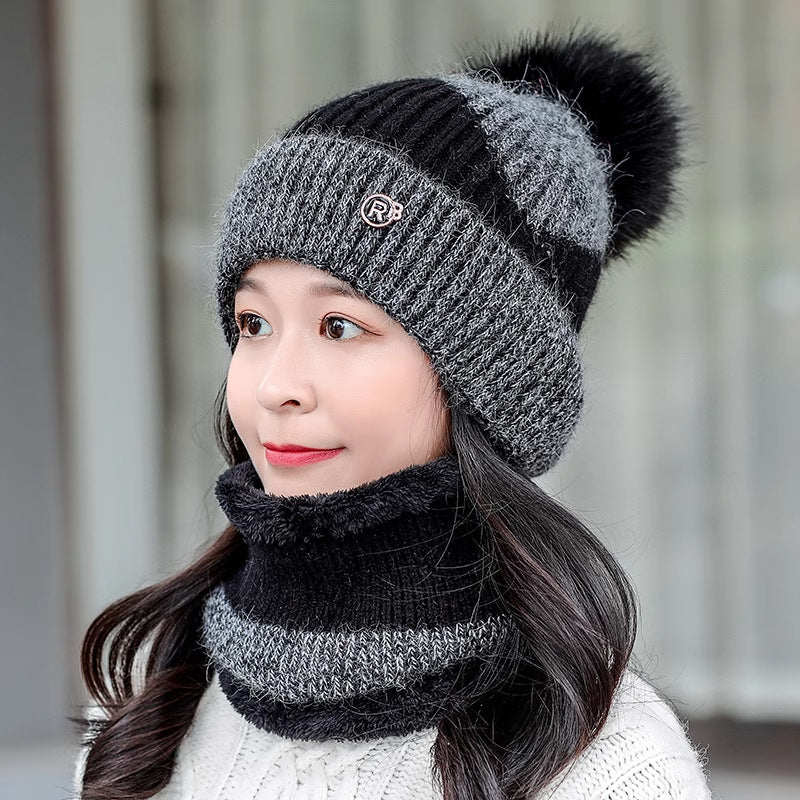 Ensemble bonnet & écharpe matelassés hiver – coupe-vent féminin