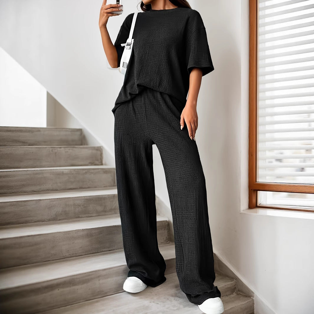 Ensemble femme à épaules tombantes – Style décontracté et élégant