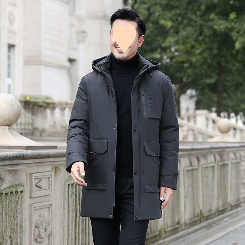 Veste matelassée homme mi-longue – Doudoune épaisse en coton chaud