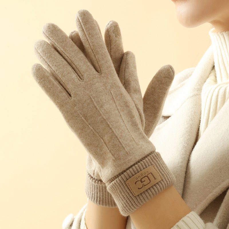 Gants en cachemire synthétique pour femme – doublés polaire, tactiles et coupe-vent