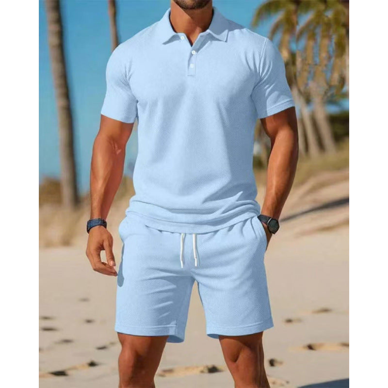Ensemble homme été décontracté – Polo manches courtes et short slim fit