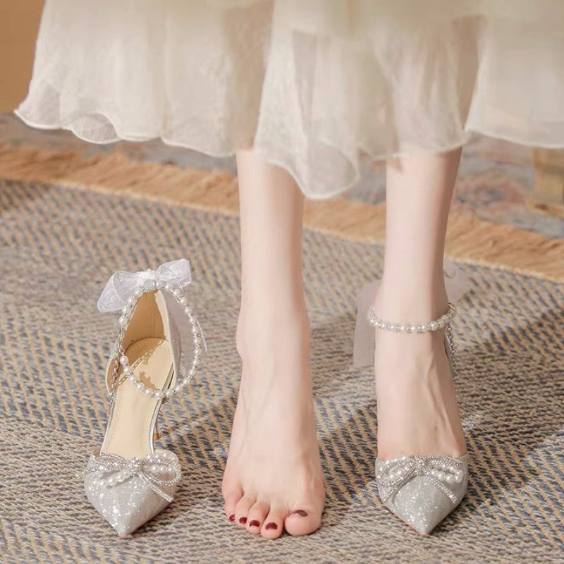 Sandales à talon pointu & nœud – féminines & chic