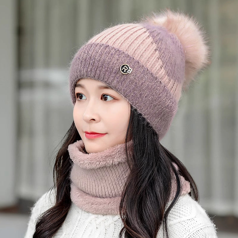 Ensemble bonnet & écharpe matelassés hiver – coupe-vent féminin