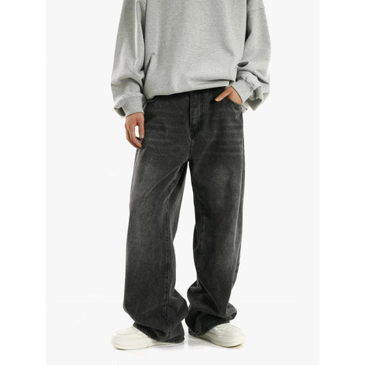 Jean Vintage Gris Fumé Unisexe – Taille Élastique Confortable